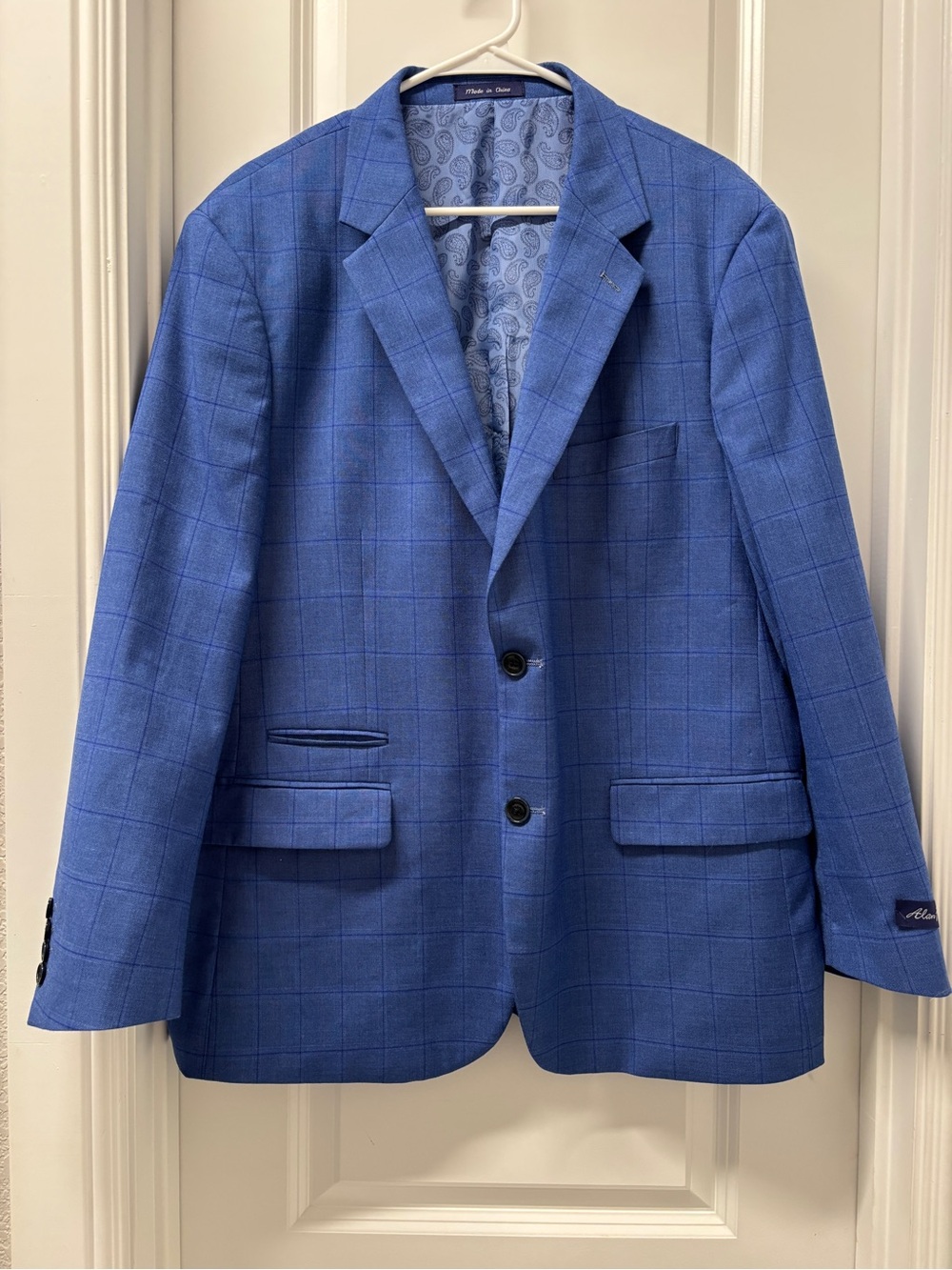 Alan Flusser Blue Windowpane Sport Coat- Size 42S